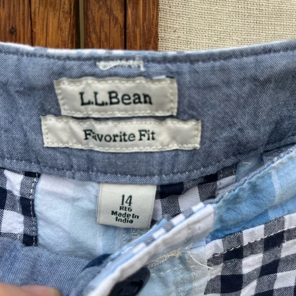L.L. Bean Favorite Fit Patchwork Checkered Madras Cotton Preppy Shorts - 14 - Picture 3 of 10